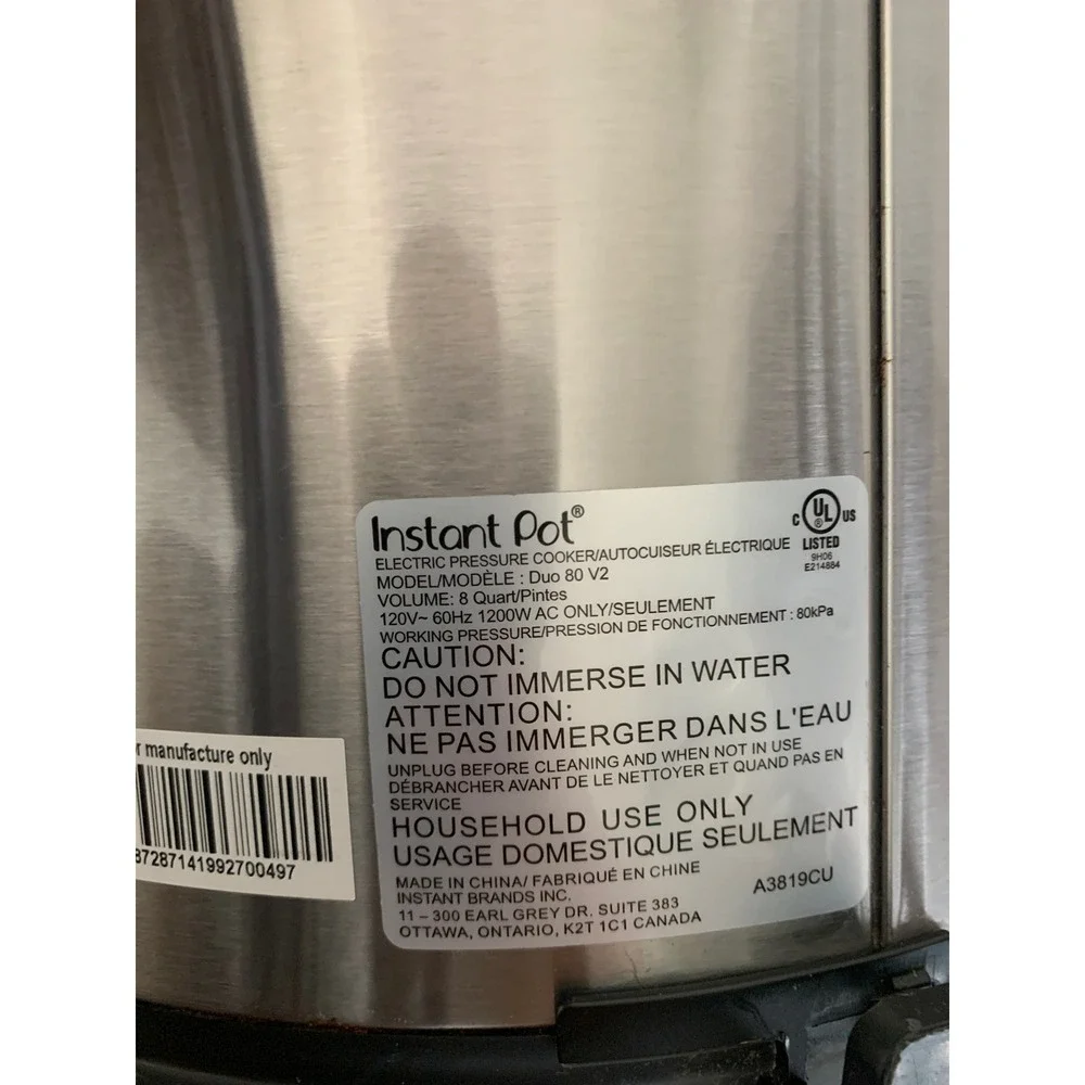 Instant Pot Duo 7-in-1 Electric Pressure Cooker Stainless Steel 6 Quart Silver